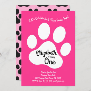 Invitation Petit Chien Empreinte de patte Enfants 1er anniver