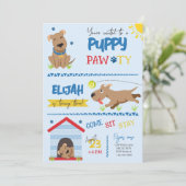 Invitation Petit Chiot Anniversaire Pawty (Debout devant)