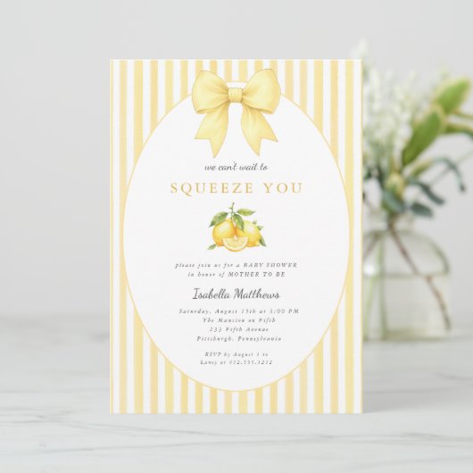 Invitation Petit Citron a hâte de vous presser Shower pour bé (Debout devant)