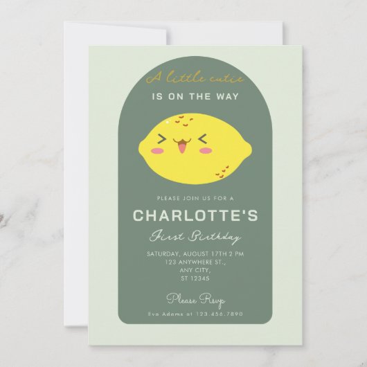 Invitation Petit Citron Citrus Cutie Premier anniversaire (Devant)
