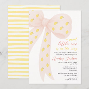 Invitation Petit citron doux Baby shower coquette rose