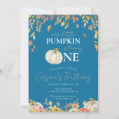 Invitation Petit Citrouille 1er anniversaire aquarelle automn (Devant)