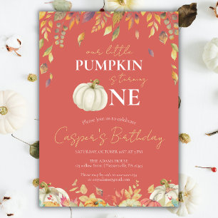 Invitation Petit Citrouille 1er anniversaire aquarelle automn