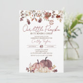 Invitation Petit Citrouille 1er anniversaire, Floral 1er anni (Debout devant)