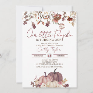 Invitation Petit Citrouille 1er anniversaire, Floral 1er anni