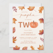 Invitation Petit Citrouille 2e anniversaire automne (Devant)