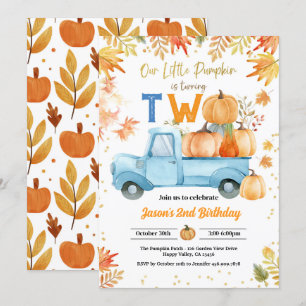 Invitation Petit Citrouille 2e fête d'anniversaire Boy Blue T