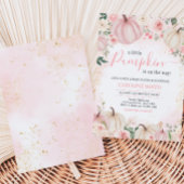 Invitation Petit citrouille à la verdure florale rose