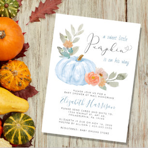 Invitation Petit Citrouille Aquarelle Baby shower garçon par