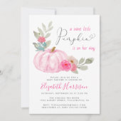 Invitation Petit Citrouille Aquarelle Bébé Fille Douche (Devant)