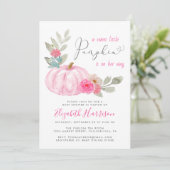 Invitation Petit Citrouille Aquarelle Bébé Fille Douche (Debout devant)