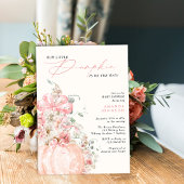 Invitation Petit Citrouille Arc rose Automne Octobre baby sho