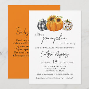 Invitation Petit Citrouille Automnal Bébé Fête Prénatale Tour