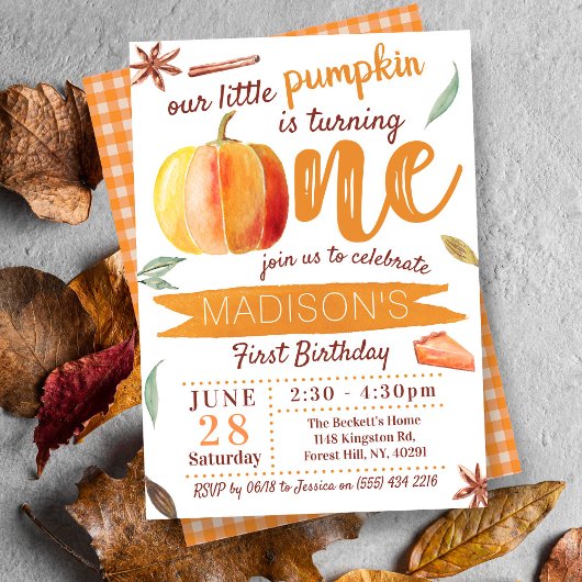 Invitation Petit Citrouille Automne 1er Anniversaire