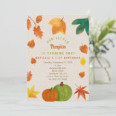 Invitation Petit Citrouille Automne Automne 1er Anniversaire (Debout devant)