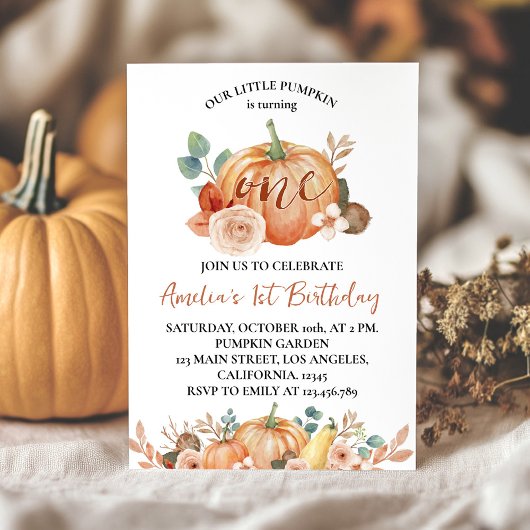 Invitation Petit Citrouille Automne Automne 1er Anniversaire