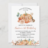 Invitation Petit Citrouille Automne Automne 1er Anniversaire  (Devant)