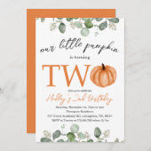 Invitation Petit Citrouille Automne / Automne 2e Anniversaire (Devant / Derrière)
