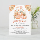 Invitation petit citrouille automne automne baby shower Invit (Debout devant)