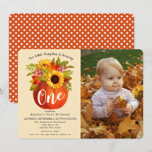 Invitation Petit Citrouille Automne Automne Premier Anniversa