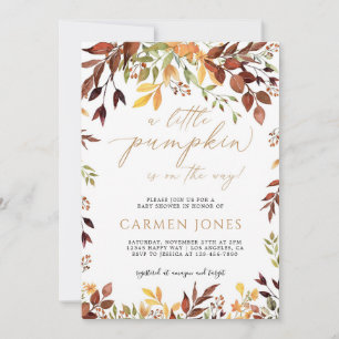 Invitation Petit Citrouille Automne Baby shower d'automne Inv