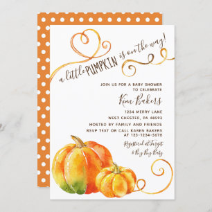 Invitation Petit Citrouille Automne Baby shower d'automne Inv