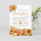 Invitation Petit Citrouille Automne Baby shower de tournesol (Debout devant)
