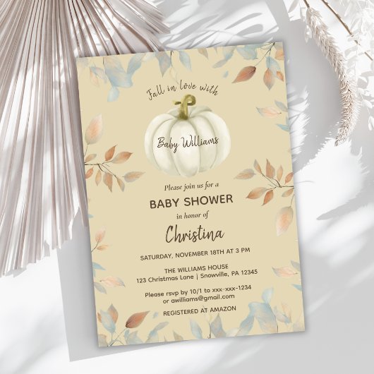 Invitation Petit Citrouille Automne Baby shower neutre selon 