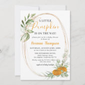 Invitation Petit Citrouille Automne Baby shower vert d'automn (Devant)