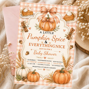 Invitation Petit Citrouille Automne Bâtons Cinnamon Tarte bow
