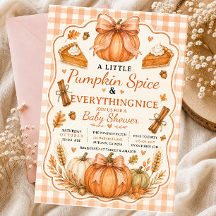 Invitation Petit Citrouille Automne Bâtons Cinnamon Tarte bow