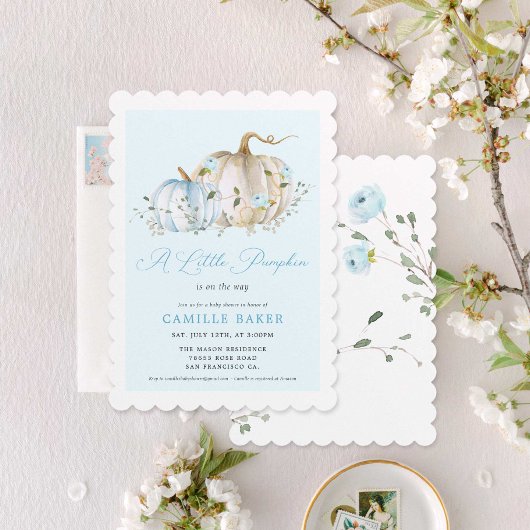 Invitation Petit Citrouille Automne Boy Baby shower Invitatio