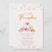 Invitation Petit Citrouille Automne Coquette Bow Girl Baby sh (Devant)