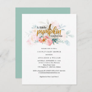 Invitation Petit Citrouille Automne Couple Baby shower rose F