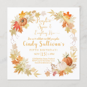 Invitation Petit Citrouille Automne Fête d'anniversaire Invit