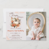 Invitation Petit Citrouille Automne Fleur sauvage Motif Anniv (Devant)