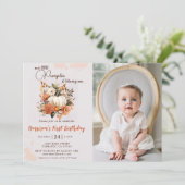 Invitation Petit Citrouille Automne Fleur sauvage Motif Anniv (Debout devant)