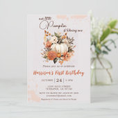 Invitation Petit Citrouille Automne Fleur sauvage Motif Anniv (Debout devant)