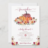 Invitation Petit Citrouille Automne Floral Baby shower d'auto (Devant)