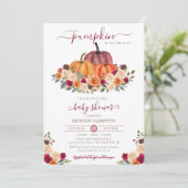 Invitation Petit Citrouille Automne Floral Baby shower d'auto (Debout devant)