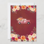 Invitation Petit Citrouille Automne Floral Baby shower d'auto (Dos)