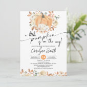 Invitation Petit Citrouille Automne Floral Baby shower d'auto (Debout devant)