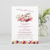 Invitation Petit Citrouille Automne Floral Baby shower virtue (Debout devant)