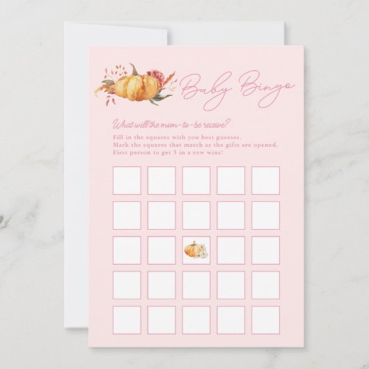 Invitation Petit Citrouille Automne Floral Douche Baby Bingo (Devant)