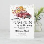 Invitation Petit Citrouille Automne jolie Baby shower Camion  (Debout devant)