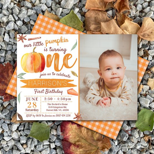 Invitation Petit Citrouille Automne Photo 1er Anniversaire