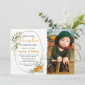Invitation Petit Citrouille Automne Photo Premier anniversair (Debout devant)
