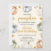Invitation Petit Citrouille Automne Premier Anniversaire (Devant)