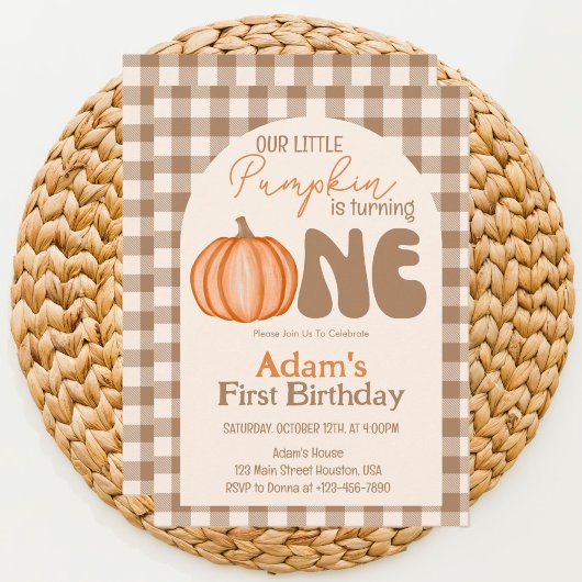 Invitation Petit Citrouille Automne Premier Anniversaire