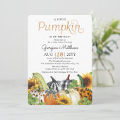 Invitation Petit Citrouille Automne tendance Baby shower neut (Debout devant)